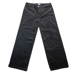 J Jill Velvet Pants 12P Black Stretch Straight Leg Soft Luxe Preppy Minimalist‎